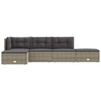5 Piece Garden Lounge Set with Cushions Grey Poly Rattan