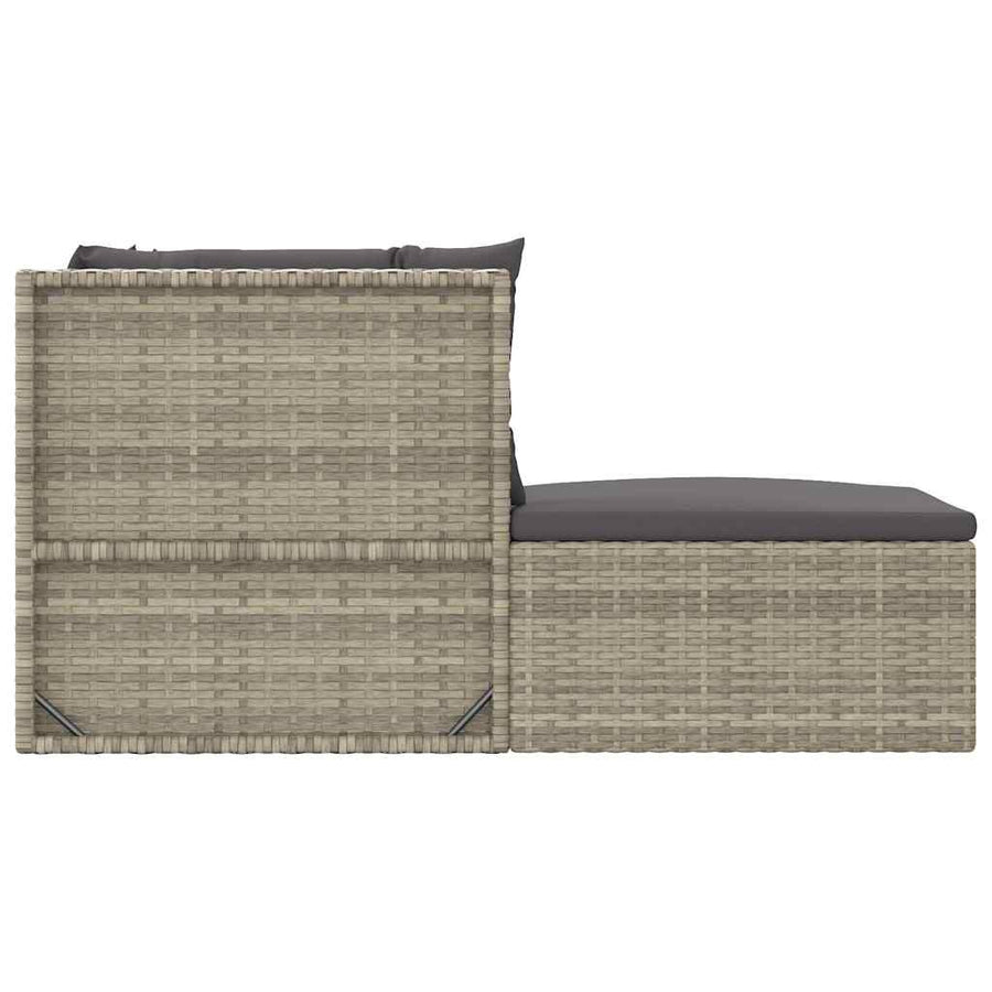 5 Piece Garden Lounge Set with Cushions Grey Poly Rattan