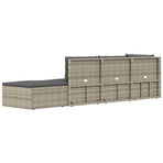 5 Piece Garden Lounge Set with Cushions Grey Poly Rattan