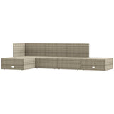 5 Piece Garden Lounge Set with Cushions Grey Poly Rattan