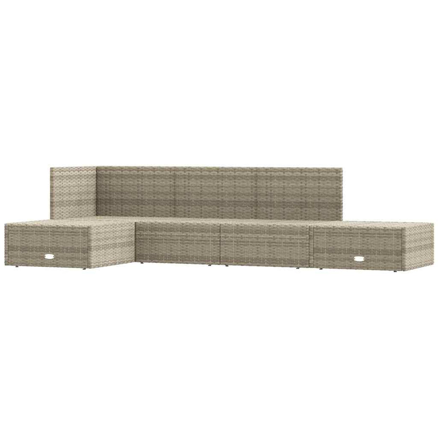5 Piece Garden Lounge Set with Cushions Grey Poly Rattan
