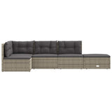 5 Piece Garden Lounge Set with Cushions Grey Poly Rattan - Top-Down View