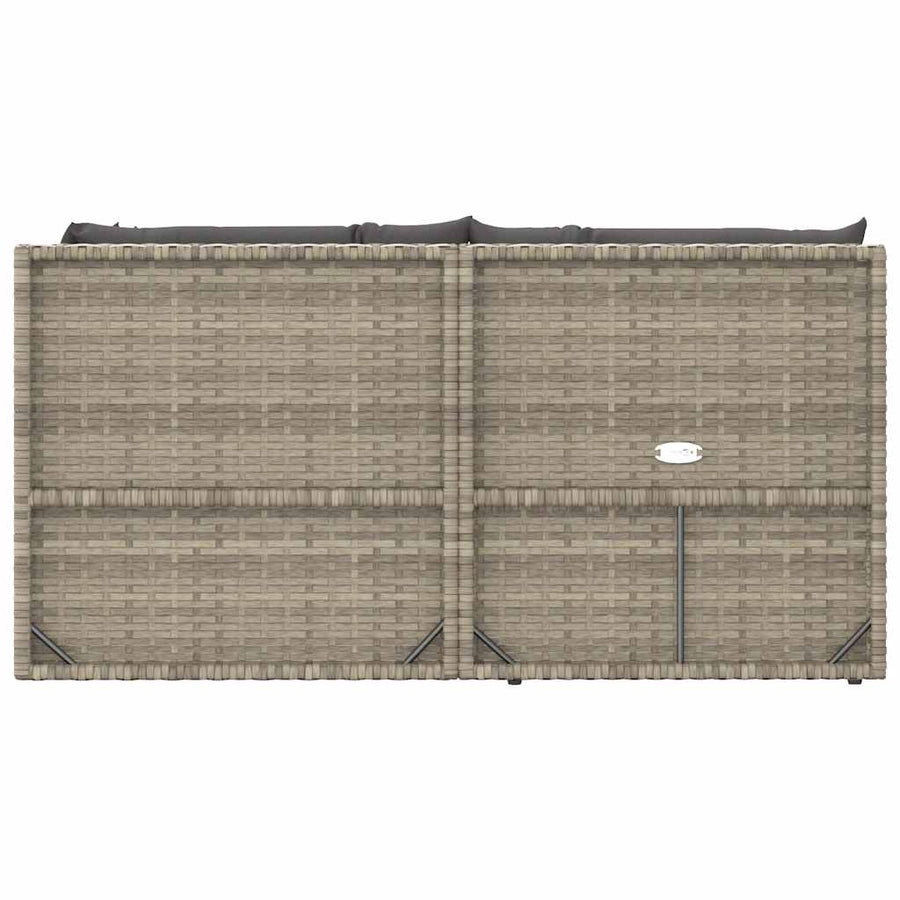 5 Piece Garden Lounge Set with Cushions Grey Poly Rattan
