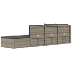 5 Piece Garden Lounge Set with Cushions Grey Poly Rattan