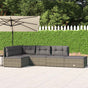 5 Piece Garden Lounge Set with Cushions Grey Poly Rattan