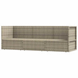 3 Piece Garden Lounge Set with Cushions Grey Poly Rattan - Side View