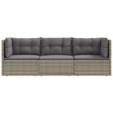 3 Piece Garden Lounge Set with Cushions Grey Poly Rattan - Top-Down View