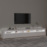 TV Cabinet with LED Lights White 240x35x40 cm - Side View
