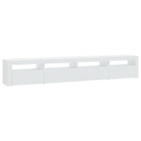 TV Cabinet with LED Lights White 240x35x40 cm - Close-Up Angle