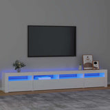 TV Cabinet with LED Lights High Gloss White 240x35x40 cm