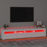 TV Cabinet with LED Lights White 210x35x40 cm - 45-Degree Angle