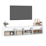 TV Cabinet with LED Lights White 210x35x40 cm - Rear View