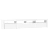 TV Cabinet with LED Lights White 210x35x40 cm - Close-Up Angle
