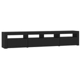 TV Cabinet with LED Lights Black 210x35x40 cm - Close-Up Angle