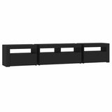 TV Cabinet with LED Lights Black 210x35x40 cm