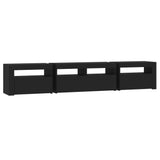 TV Cabinet with LED Lights Black 210x35x40 cm - Low Angle