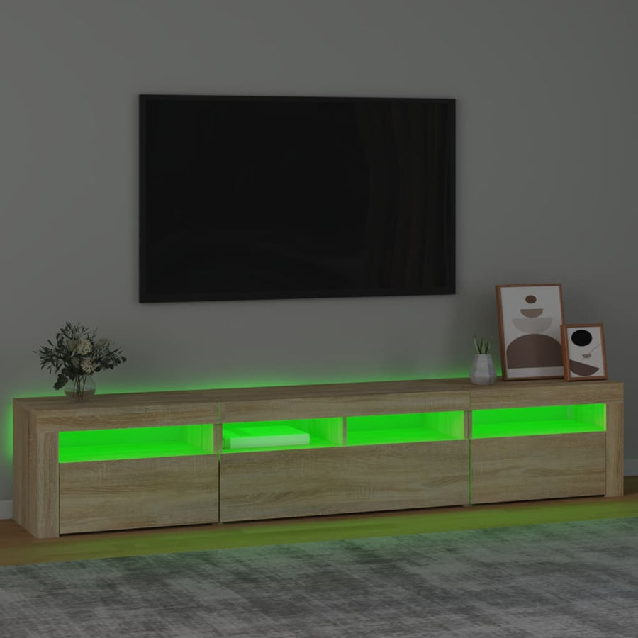 TV Cabinet with LED Lights Sonoma Oak 210x35x40 cm