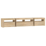 TV Cabinet with LED Lights Sonoma Oak 210x35x40 cm - 45-Degree Angle