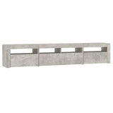 TV Cabinet with LED Lights Concrete Grey 210x35x40 cm - Top-Down View