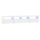 TV Cabinet with LED Lights High Gloss White 210x35x40 cm