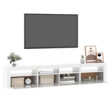 TV Cabinet with LED Lights High Gloss White 210x35x40 cm