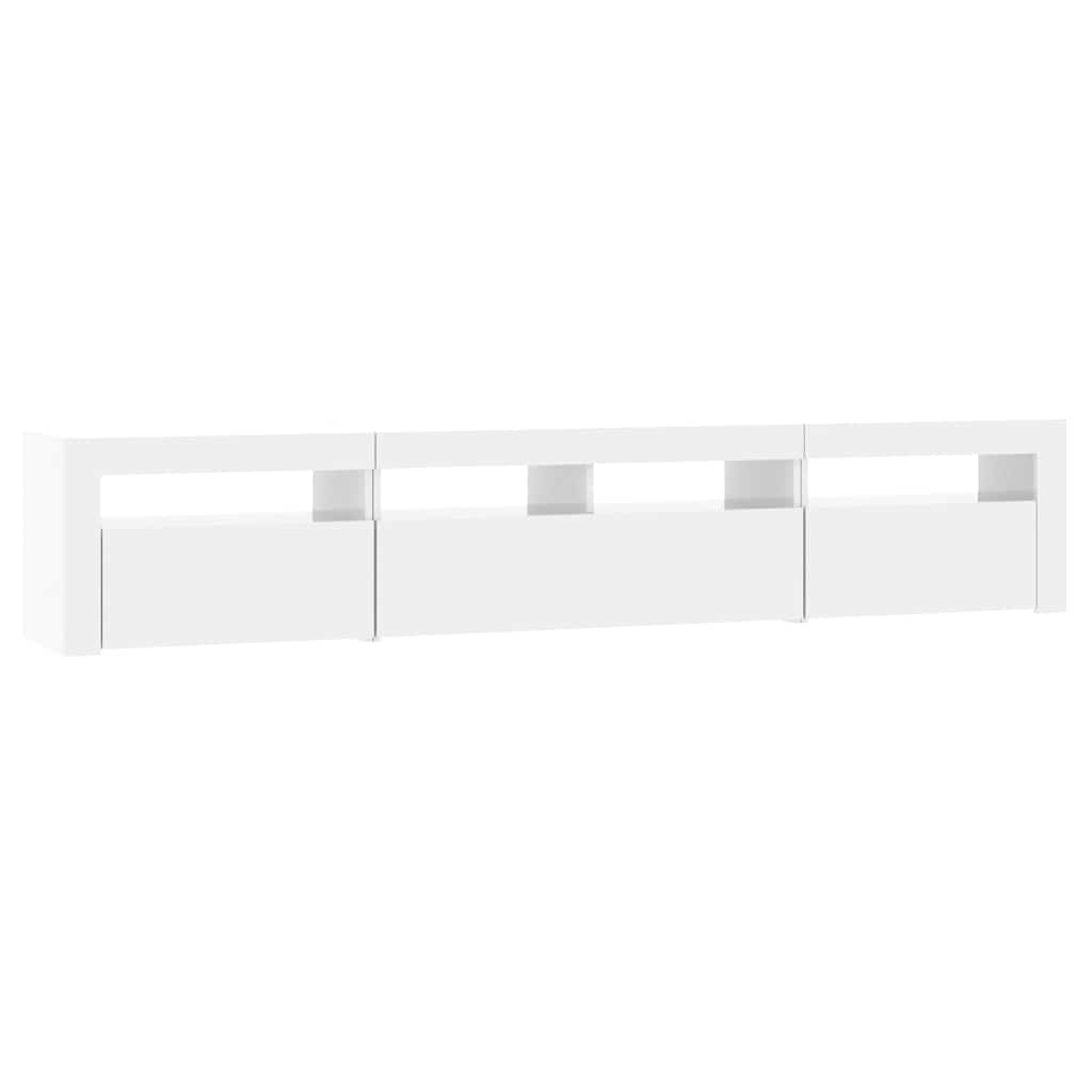 TV Cabinet with LED Lights High Gloss White 210x35x40 cm