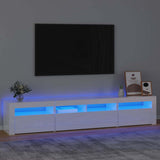 TV Cabinet with LED Lights High Gloss White 210x35x40 cm