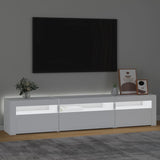 TV Cabinet with LED Lights White 195x35x40 cm - Side View