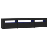 TV Cabinet with LED Lights Black 195x35x40 cm - Front View