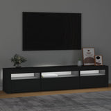 TV Cabinet with LED Lights Black 195x35x40 cm - Side View