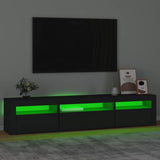 TV Cabinet with LED Lights Black 195x35x40 cm - Top-Down View