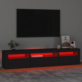 TV Cabinet with LED Lights Black 195x35x40 cm - 45-Degree Angle