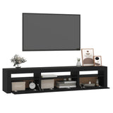 TV Cabinet with LED Lights Black 195x35x40 cm - Extra Image