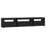 TV Cabinet with LED Lights Black 195x35x40 cm - Close-Up Angle