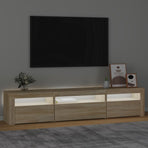 TV Cabinet with LED Lights Sonoma Oak 195x35x40 cm