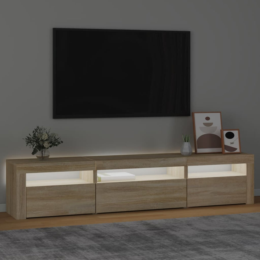 TV Cabinet with LED Lights Sonoma Oak 195x35x40 cm
