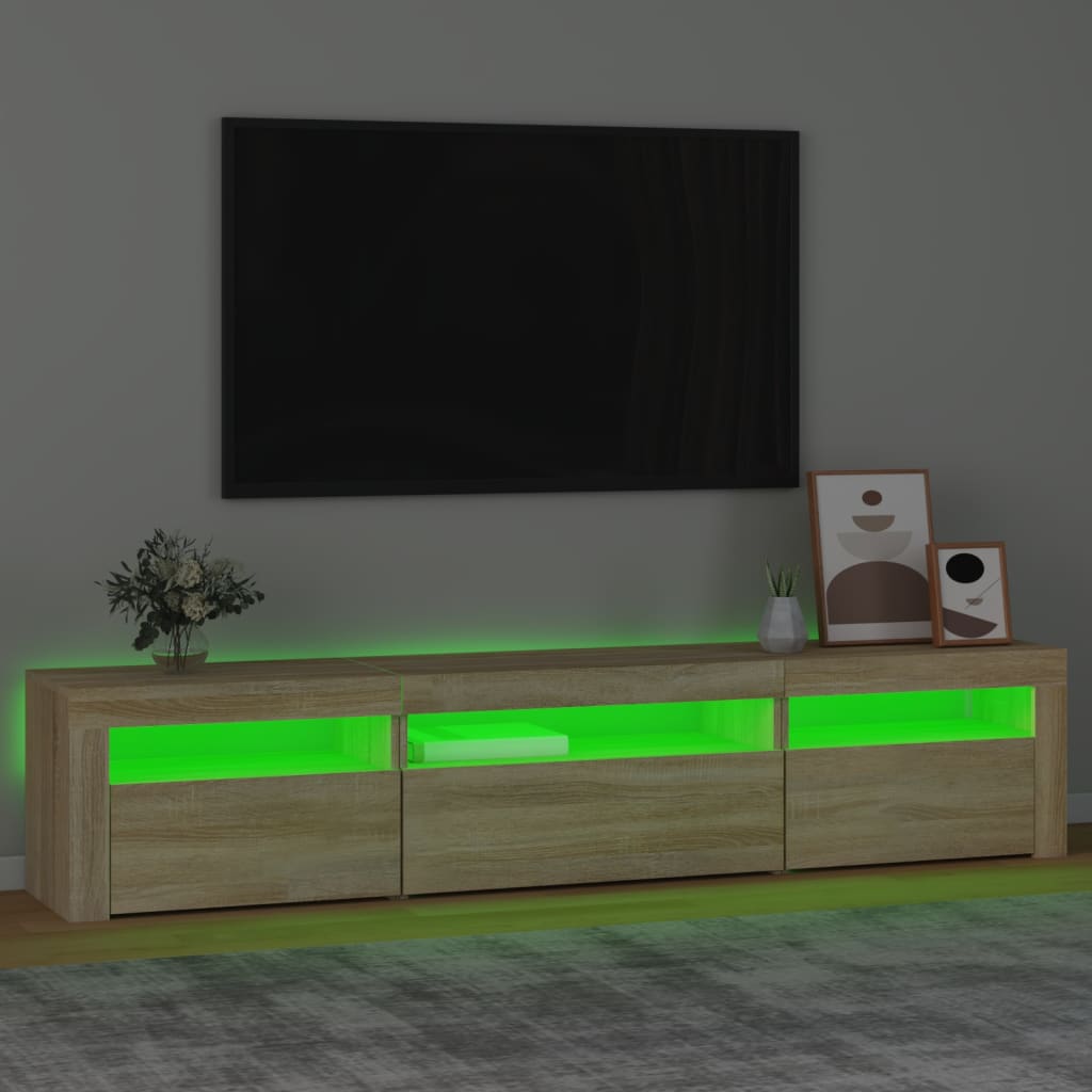 TV Cabinet with LED Lights Sonoma Oak 195x35x40 cm