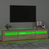 TV Cabinet with LED Lights Sonoma Oak 195x35x40 cm - Top-Down View