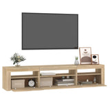 TV Cabinet with LED Lights Sonoma Oak 195x35x40 cm - Extra Image