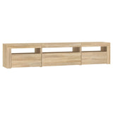 TV Cabinet with LED Lights Sonoma Oak 195x35x40 cm - Rear View
