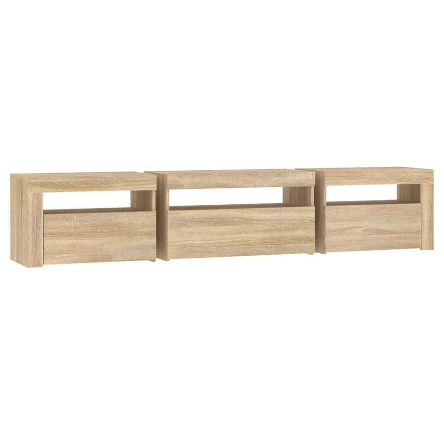 TV Cabinet with LED Lights Sonoma Oak 195x35x40 cm