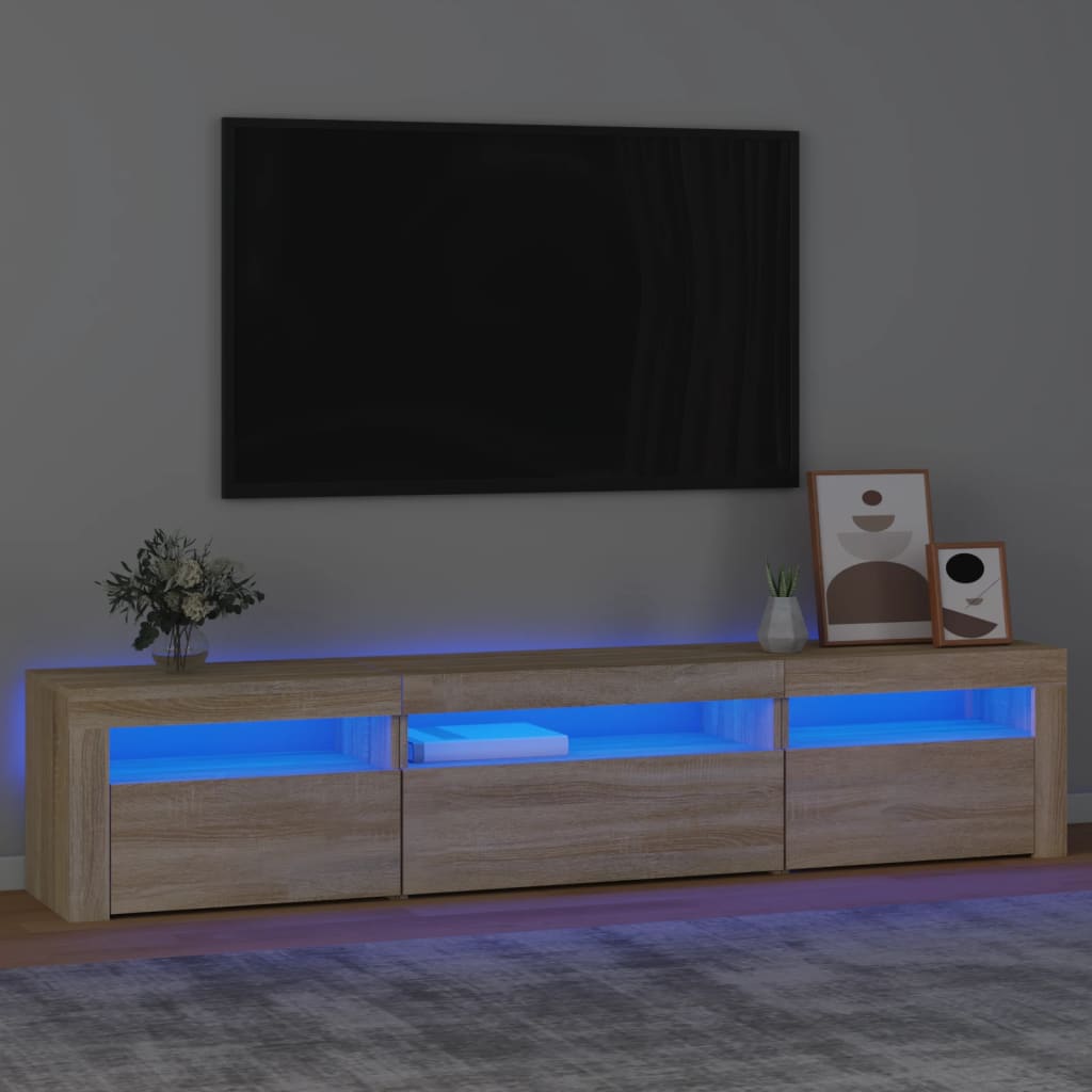 TV Cabinet with LED Lights Sonoma Oak 195x35x40 cm