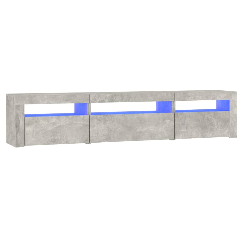 TV Cabinet with LED Lights Concrete Grey 195x35x40 cm