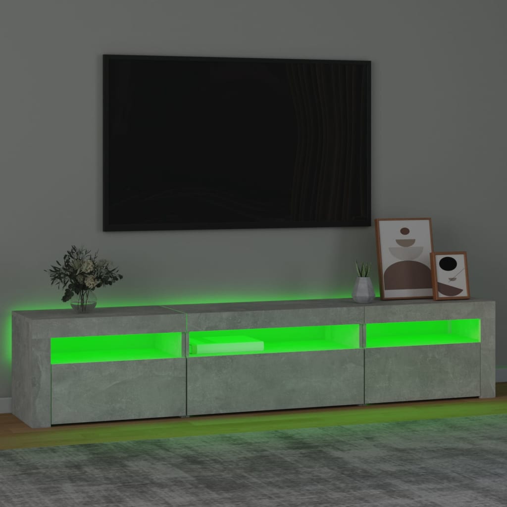 TV Cabinet with LED Lights Concrete Grey 195x35x40 cm