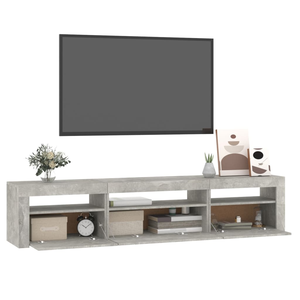 TV Cabinet with LED Lights Concrete Grey 195x35x40 cm