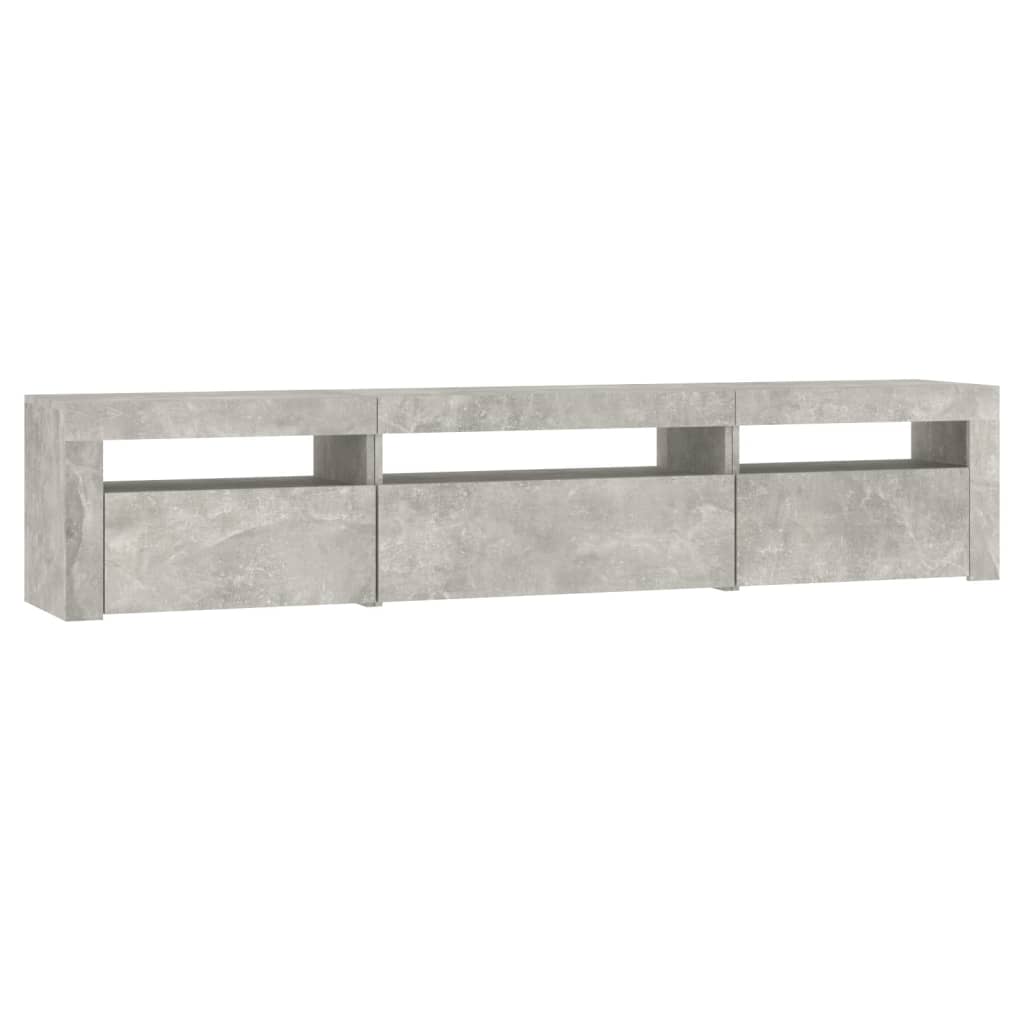 TV Cabinet with LED Lights Concrete Grey 195x35x40 cm