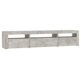 TV Cabinet with LED Lights Concrete Grey 195x35x40 cm - Rear View
