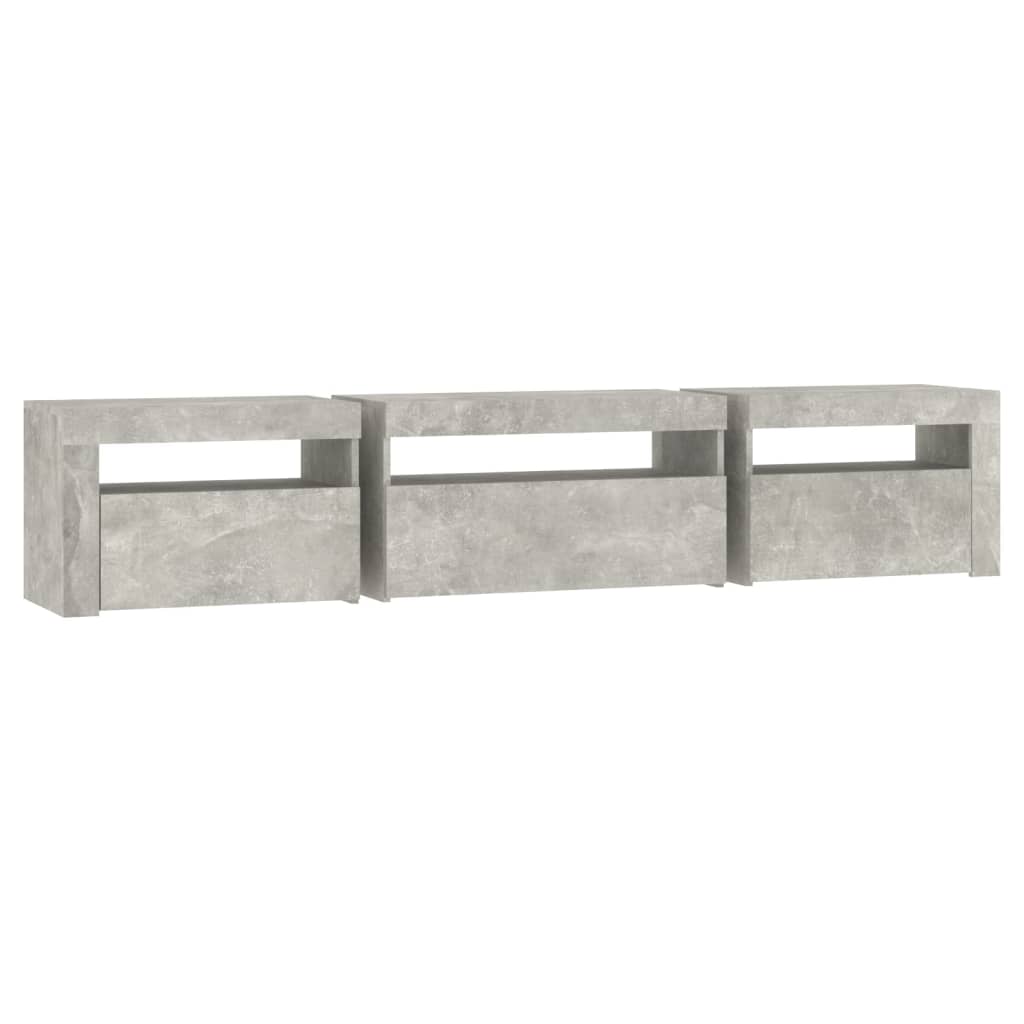 TV Cabinet with LED Lights Concrete Grey 195x35x40 cm