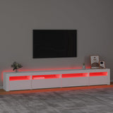 TV Cabinet with LED Lights White 270x35x40 cm - 45-Degree Angle