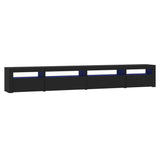 TV Cabinet with LED Lights Black 270x35x40 cm - Front View